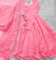 Stitched Chiffon Pink 3 PCs MAXI Dress With Lace Work Dupatta (RM-143) Price in Pakistan