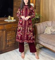3 PCs Stitched Silk Heavy Embroidered Gown With Sleeveless Inner (RM-153)	 Price in Pakistan
