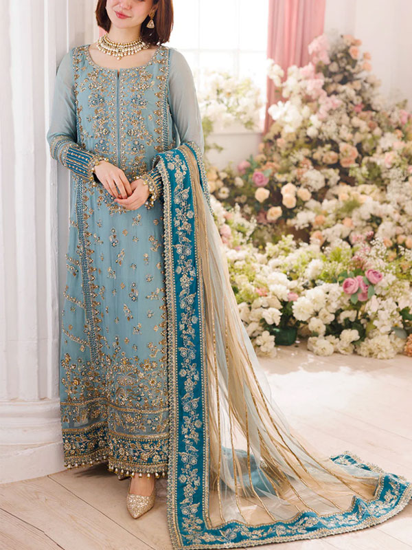  Heavy Embroidered Chiffon Dress With Embroidered Chiffon Dupatta (Unstitched) (CHI-1089)