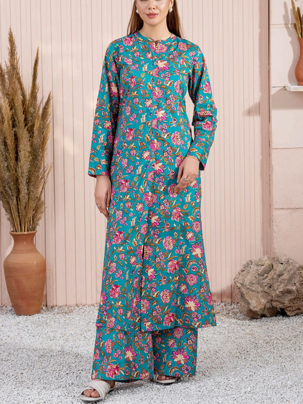 2 PCs Digital Printed Khaddar Dress With Digital Printed Trouser (Unstitched) (KD-226)