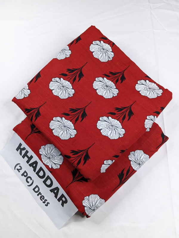 2 PCs Printed Khaddar Dress With Printed Khaddar Trouser (Unstitched) (KD-244)