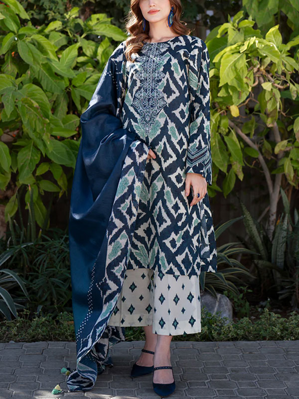 3 PCs Digital Printed Lawn Dress With Printed Chiffon Dupatta (Unstitched) (DRL-2413)