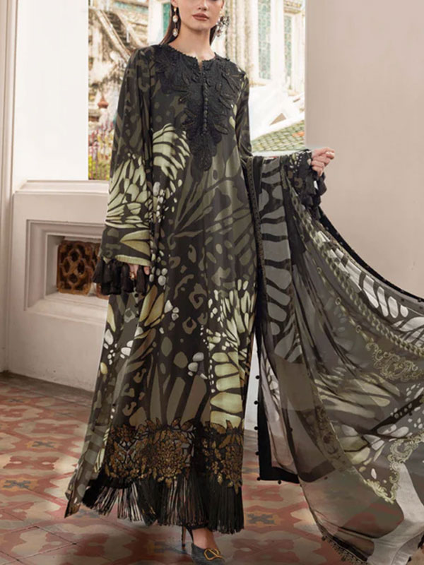 3 PCs Digital Printed Lawn Dress With Printed Lawn Dupatta (Unstitched) (DRL-2426)