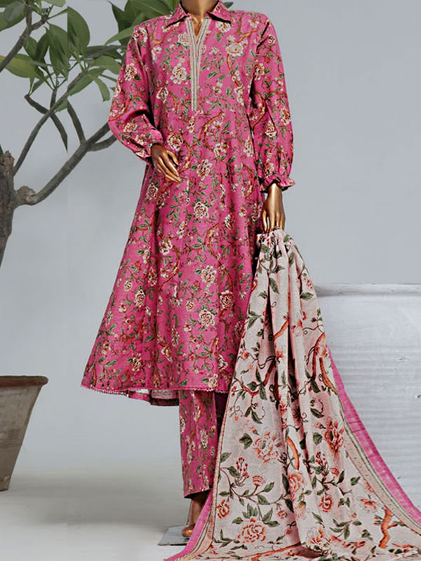 3 PCs Digital Printed Lawn Dress With Swiss Zari Sequence Dupatta (Unstitched) (DRL-2137)	