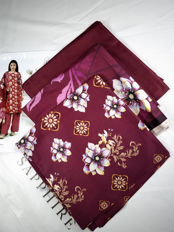 3 PCs Linen Printed Dress With Printed Linen Dupatta (Unstitched) (LN-402)	