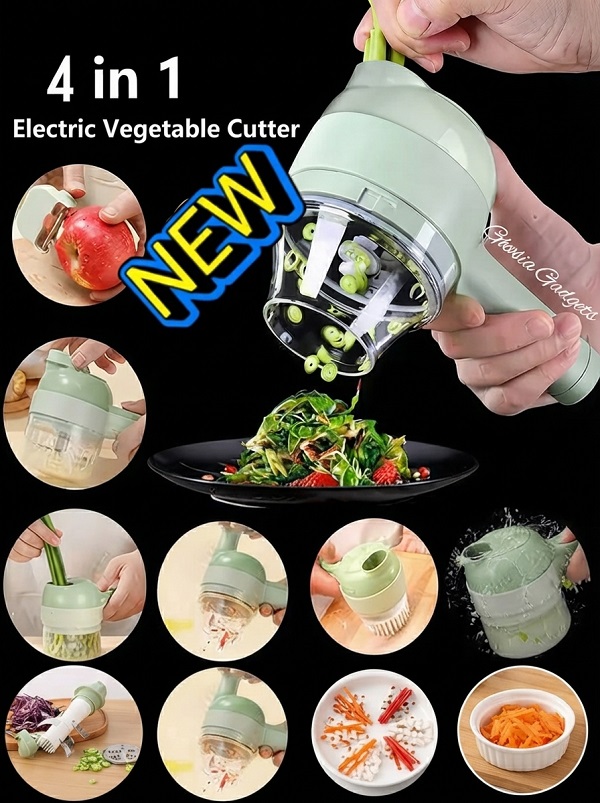 4 in 1 Electric Vegetable Cutter – Multifunctional Chopper, Slicer & Grater
