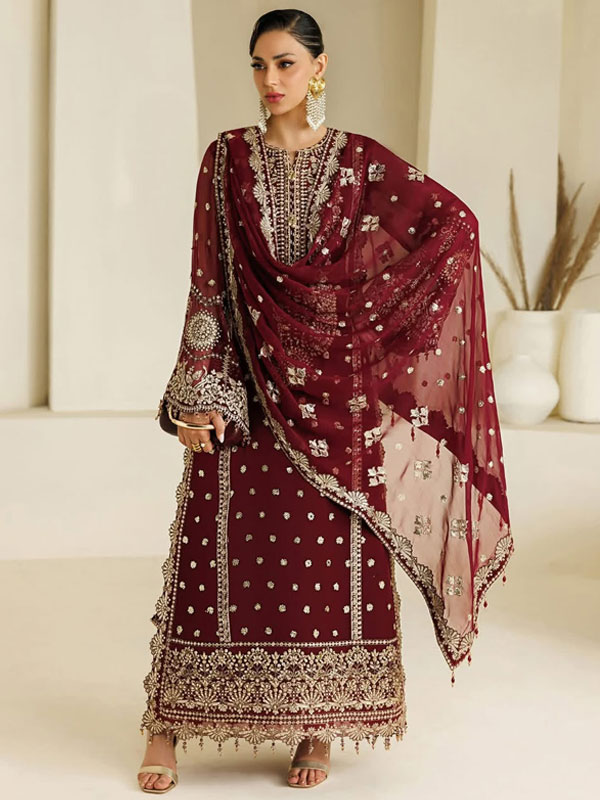 ALIZEH Chiffon Heavy Embroidered Dress With Chiffon Embroidered Dupatta (Unstitched) (CHI-1116)
