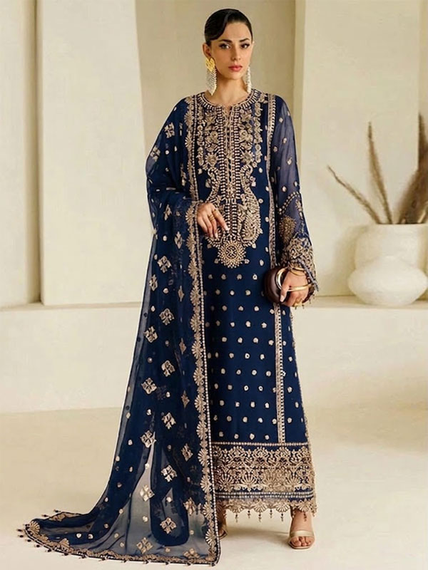Alizeh Fashion Latest Party Wear Chiffon Embroidered Dress With Ciffon Embroidered Dupatta (Unstitched) (CHI-1125)
