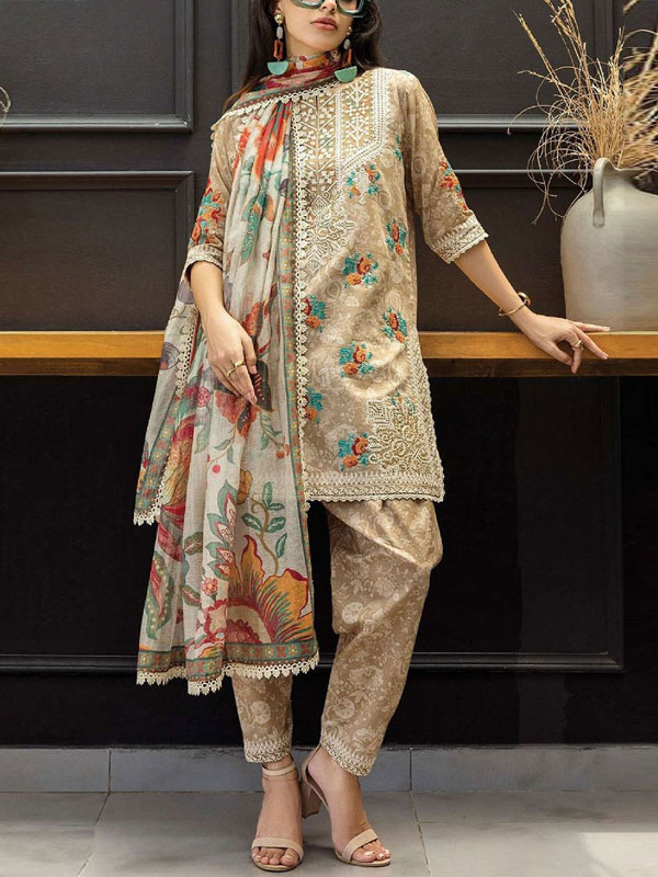 Banadora Printed Lawn Dress With Airjet Printed Lawn Dupatta (Unstitched) (DRL-2303)