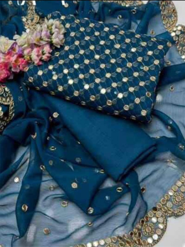 Hiba Bukhari - Chiffon 9mm (2 Pcs) Embroidered Dress (Shirt + Dupatta) Unstitched - (CHI-953)