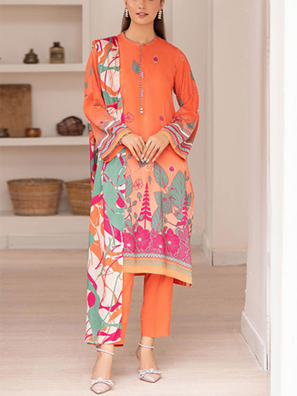 Digital Lawn Printed Dress Lawn Printed Dupatta & Plain Trouser (Unstitched) (DRL-1995)