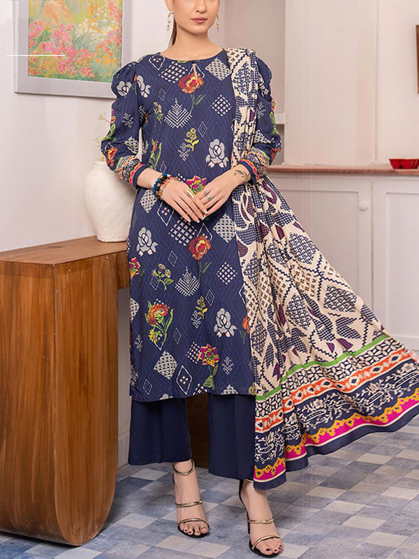 Digital Lawn Printed Dress Lawn Printed Dupatta & Plain Trouser (Unstitched) (DRL-1996)