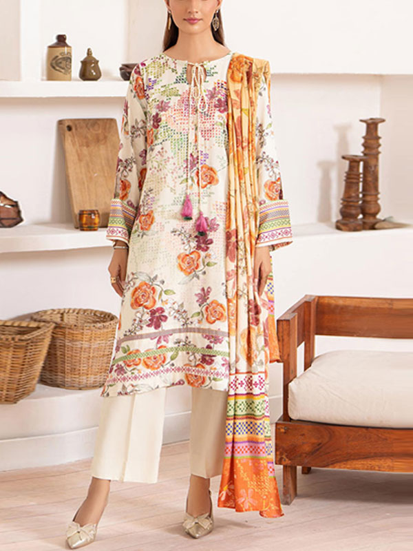 Digital Lawn Printed Dress Lawn Printed Dupatta & Plain Trouser (Unstitched) (DRL-1997)