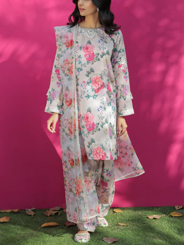 Digital Printed Mid Summer 3 PCs Suite Digital Lawn Printed Dupatta Plain Trouser (Unstitched) (DRL-1951)	