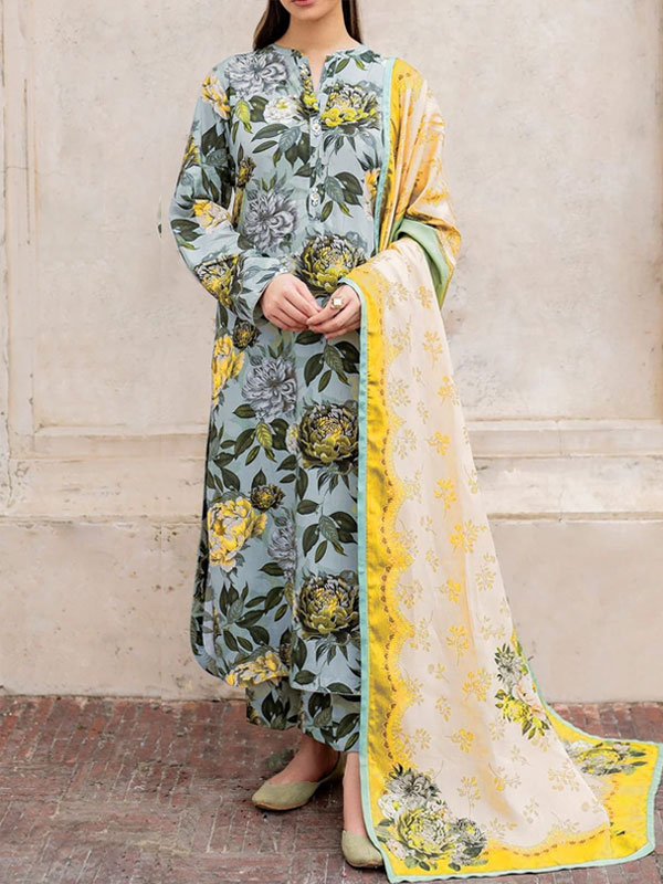 Digital Doria Printed Lawn Dress With Digital Swiss Zari Dupatta 3 Pec Suit (Unstitched) (DRL-2286)