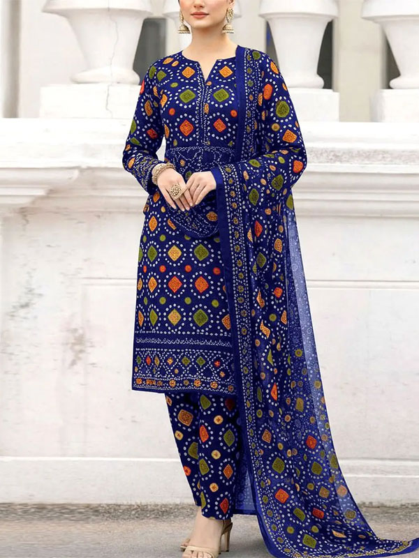 Digital Printed Chunri Lawn Dress With Printed Chiffon Dupatta (Unstitched) (DRL-2442)