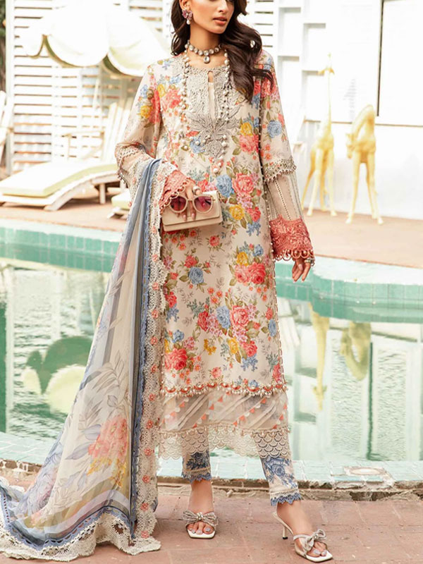 Digital Printed Lawn 3 PCs Dress With Digital Lawn Dupatta Plan Trouser (Unstitched) (DRL-1984)	