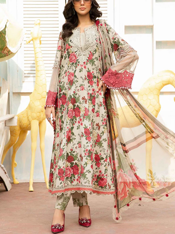 Digital Printed Lawn 3 PCs Dress With Digital Lawn Dupatta Plan Trouser (Unstitched) (DRL-1985)	