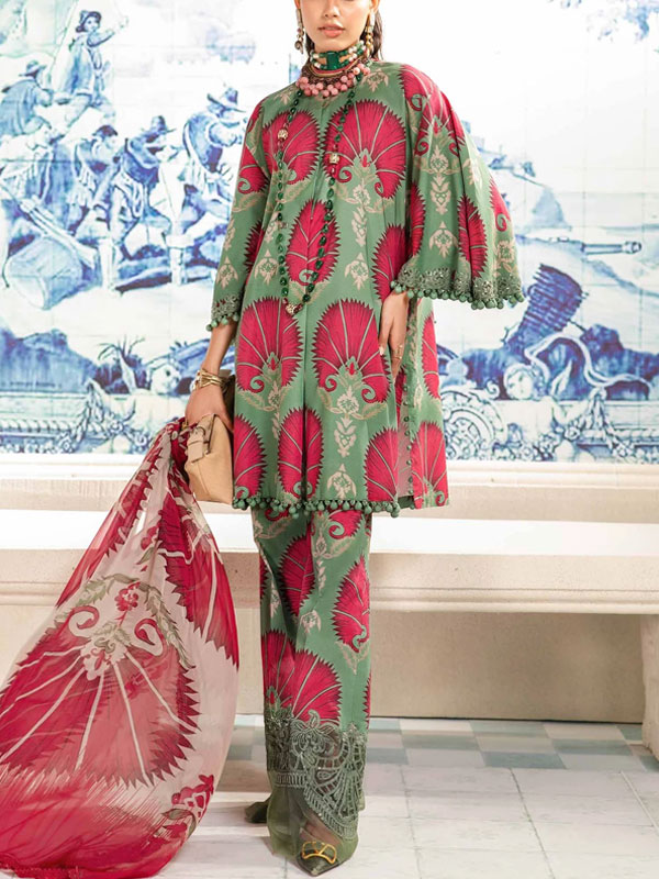 Digital Printed Lawn 3 PCs Dress With Digital Lawn Dupatta Plan Trouser (Unstitched) (DRL-1987)