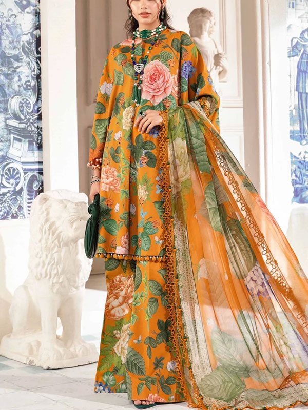 Digital Printed Lawn 3 PCs Dress With Digital Lawn Dupatta Plan Trouser (Unstitched) (DRL-1988)