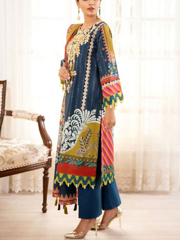 Digital Printed Lawn 3 PCs Dress With Printed Lawn Dupatta (Unstitched) (DRL-2241)	
