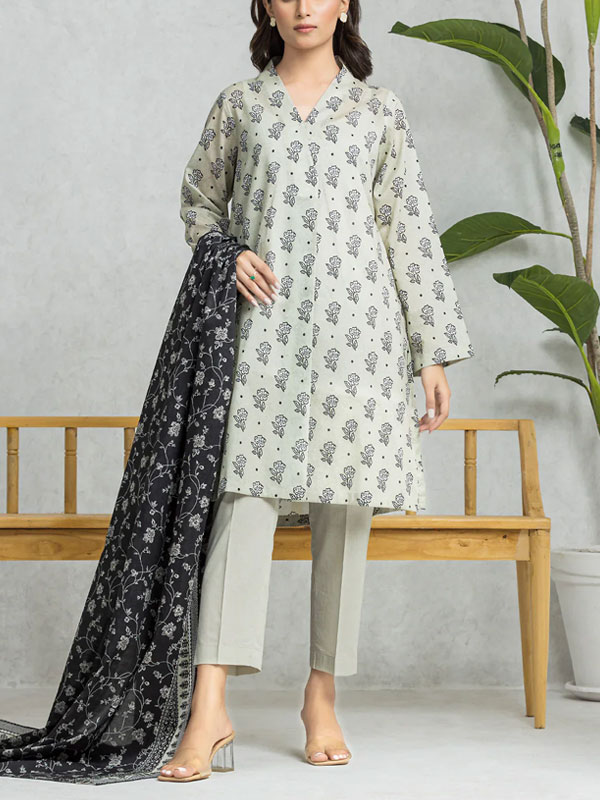 Digital Printed Lawn Dress With Lawn Printed Dupatta & Plain Trouser (Unstitched) (DRL-1898)