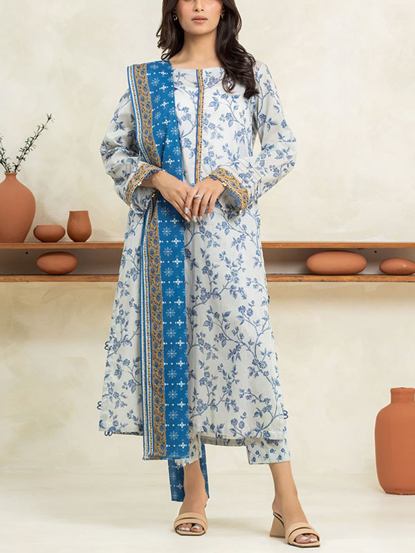 Digital Printed Lawn Dress With Lawn Printed Dupatta & Plain Trouser (Unstitched) (DRL-1901)	