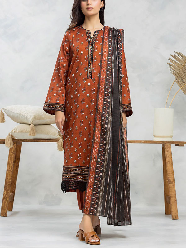 Digital Printed Lawn Dress With Lawn Printed Dupatta & Plain Trouser (Unstitched) (DRL-1906)	