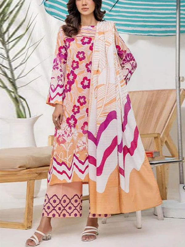 Digital Printed Lawn Dress With Lawn Printed Dupatta & Plain Trouser (Unstitched) (DRL-1914)	