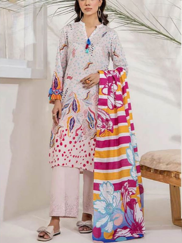 Digital Printed Lawn Dress With Lawn Printed Dupatta & Plain Trouser (Unstitched) (DRL-1916)	