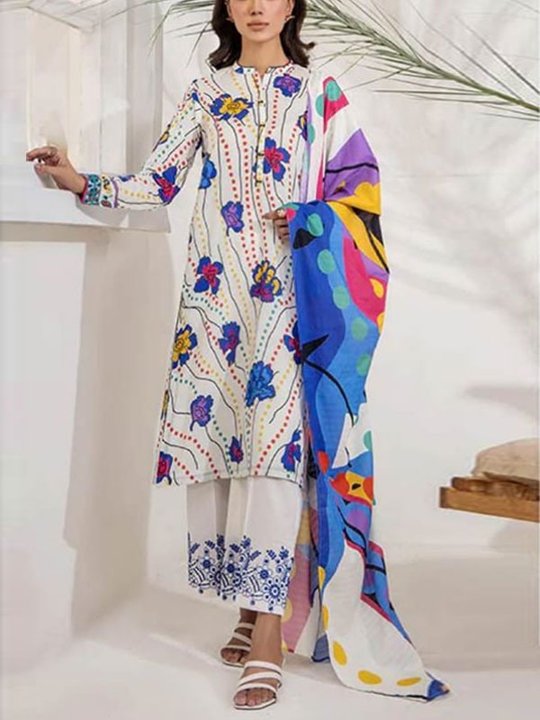 Digital Printed Lawn Dress With Lawn Printed Dupatta & Plain Trouser (Unstitched) (DRL-1920)	