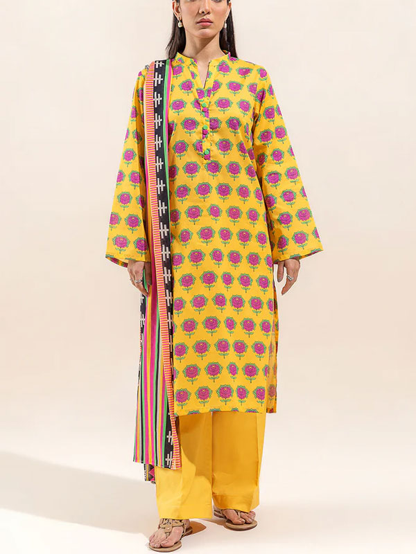 Digital Printed Lawn Dress With Lawn Printed Dupatta & Plain Trouser (Unstitched) (DRL-1921)