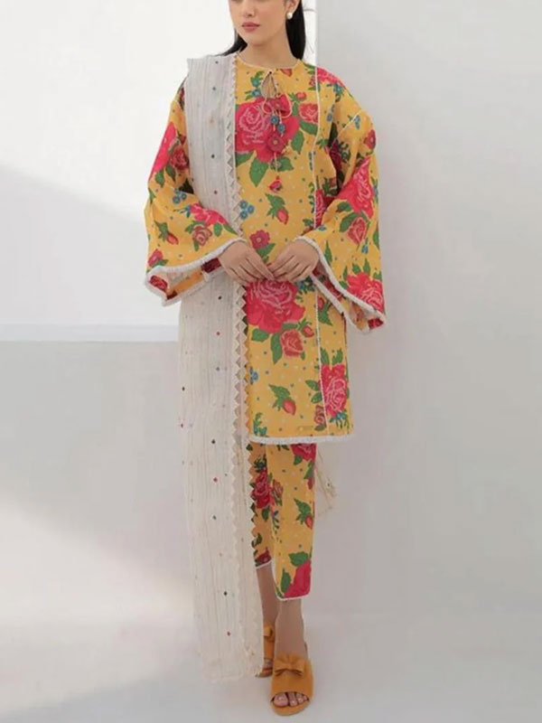 Digital Printed Lawn Dress With Printed Lawn Dupatta & Plain Trouser (Unstitched) (DRL-2036)	