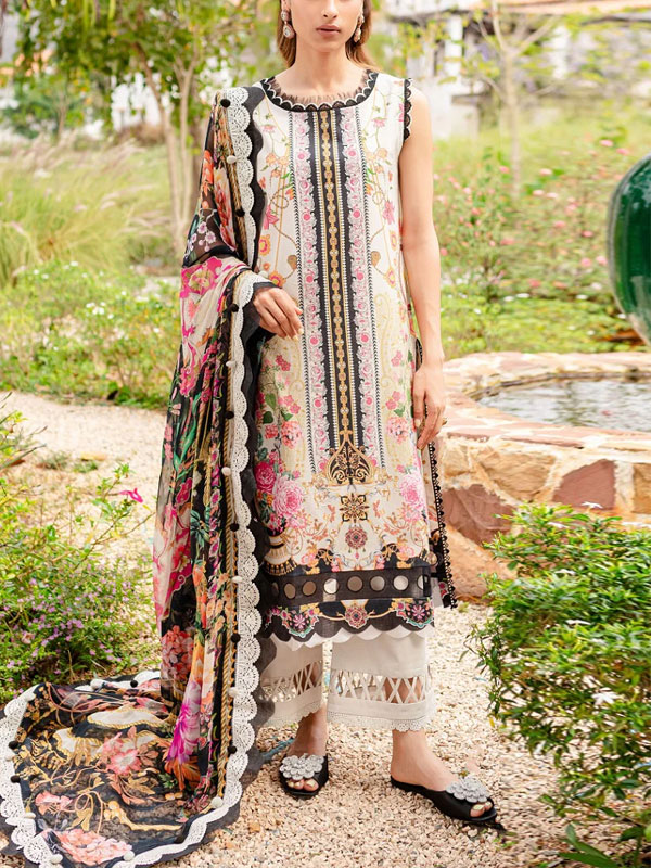 Digital Printed Lawn Dress With Printed Lawn Dupatta & Plain Trouser (Unstitched) (DRL-2142)	