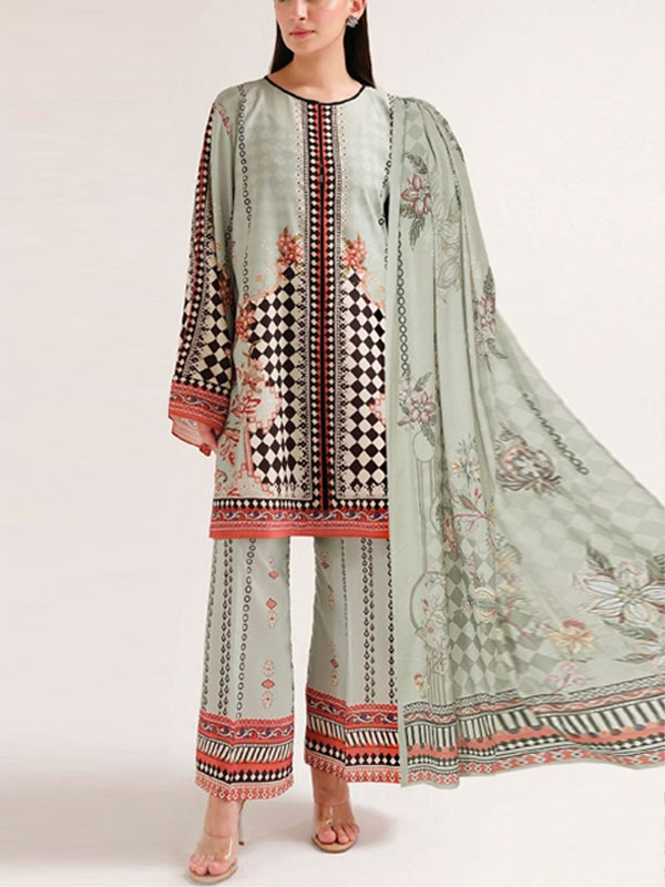 Digital Printed Lawn Dress With Printed Lawn Dupatta & Printed Trouser (Unstitched) (DRL-2163)	