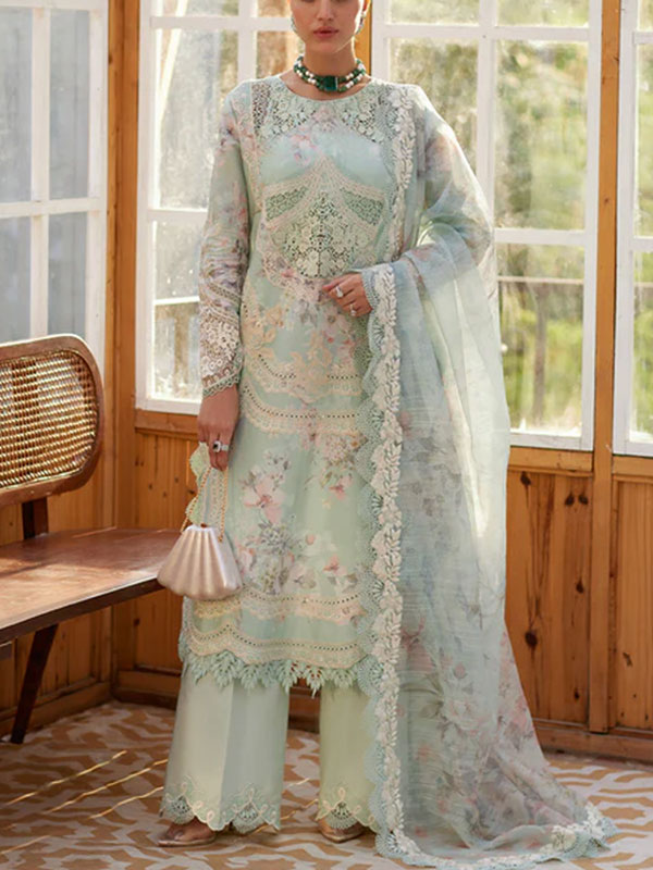 Digital Printed Lawn Embroidered Dress With Printed Chiffon Dupatta (Unstitched) (DRL-2243)