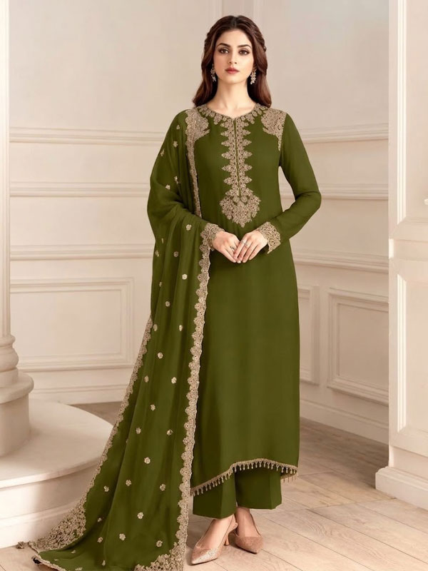 Elegant Chiffon Embroidered Dress With Chiffon Embroidered Dupatta (Unstitched) (CHI-1142)