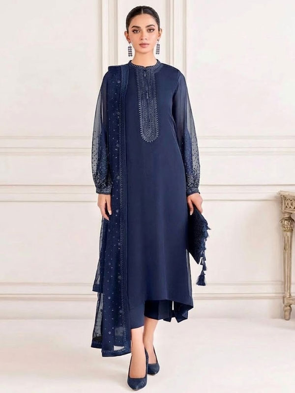 Elegant Chiffon Sequence Embroidered Dress Affordable Formal Wear Chiffon Embroidered Dupatta (Unstitched) (CHI-1137)