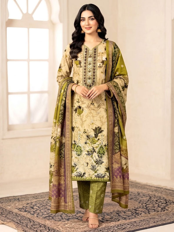 Dhanak Winter Collection Embroidered Dress Velvet Applique Work Dhanak Shawl (Unstitched ) (KD-286)