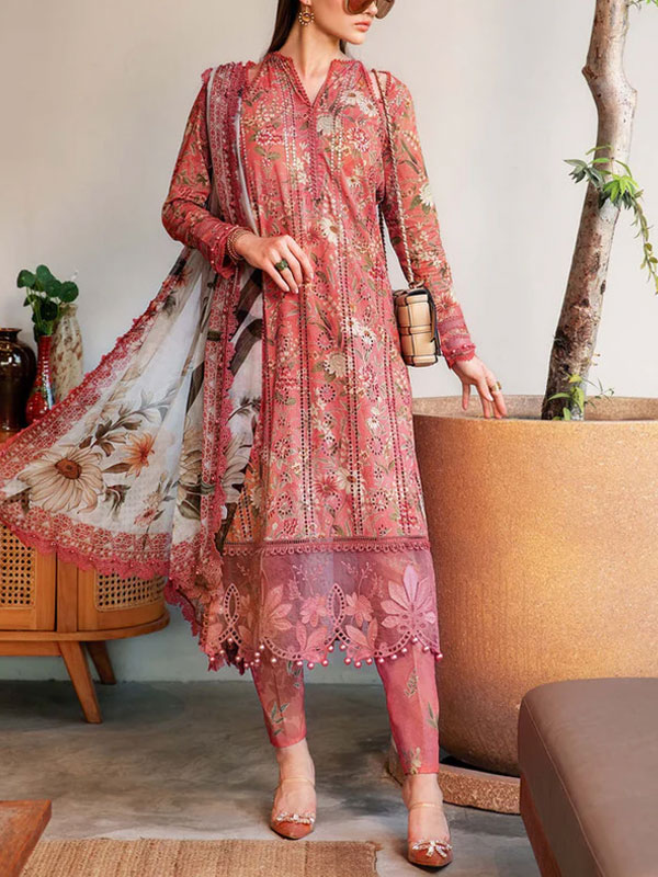 Digital Printed Lawn Dress Printed lawn Dupatta Printed lawn Trouser (Unstitched) (DRL-2217)	