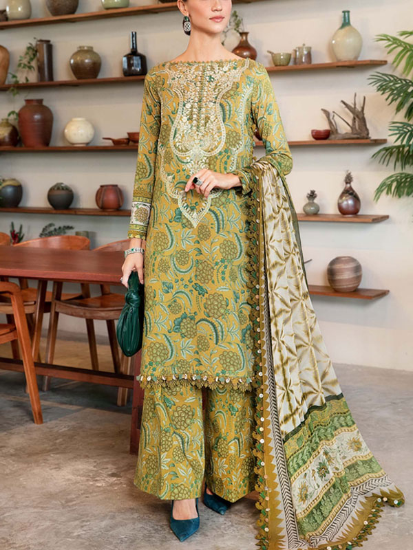 Digital Printed Lawn Dress Printed lawn Dupatta Printed lawn Trouser (Unstitched) (DRL-2221)	