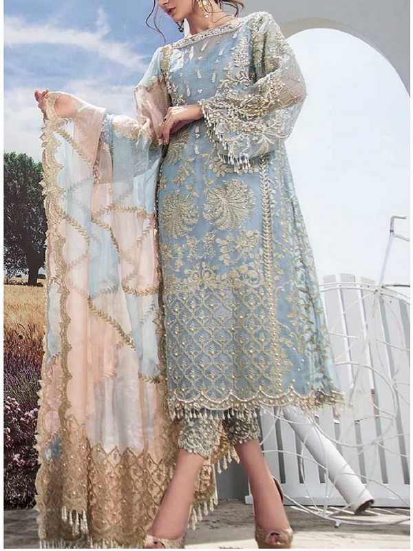 Embroidered with Stones Handwork (Organza / NET) Shirt & Dupatta Unstitched (CHI-998)