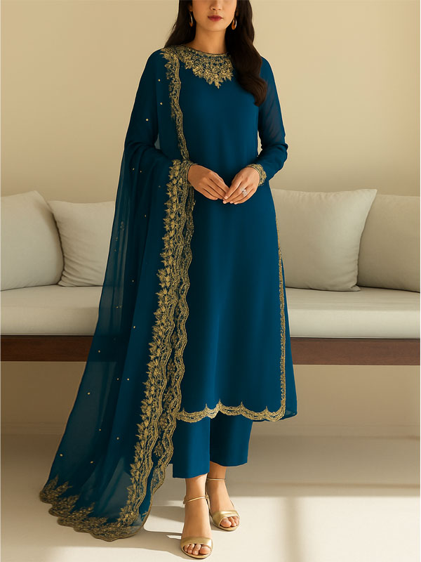 Heavy Chiffon Embroidered Dress With Embroidered Chiffon Dupatta (Unstitched) (CHI-1033)