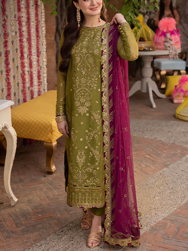 Heavy Embroidered Chiffon Dress With Chiffon Embroidered Dupatta (Unstitched) (CHI-941)