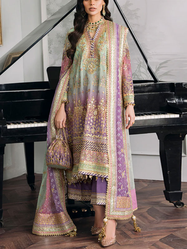 Luxurious Chiffon Heavy Embroidered Dress With Chiffon Heavy Embroidered Dupatta (3 Pec Unstitched) (CHI-976)