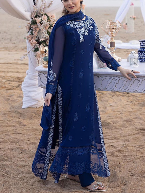 Heavy Embroidered Chiffon Dress With Embroidered Chiffon Dupatta (Unstitched) (CHI-943)