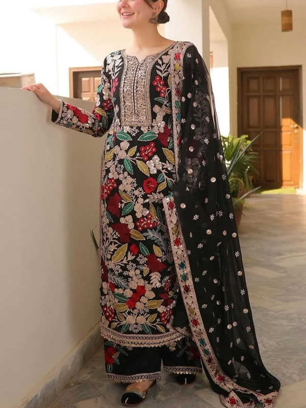 Heavy Embroidered Chiffon Dress With Embroidered Chiffon Dupatta (Unstitched) (CHI-955)