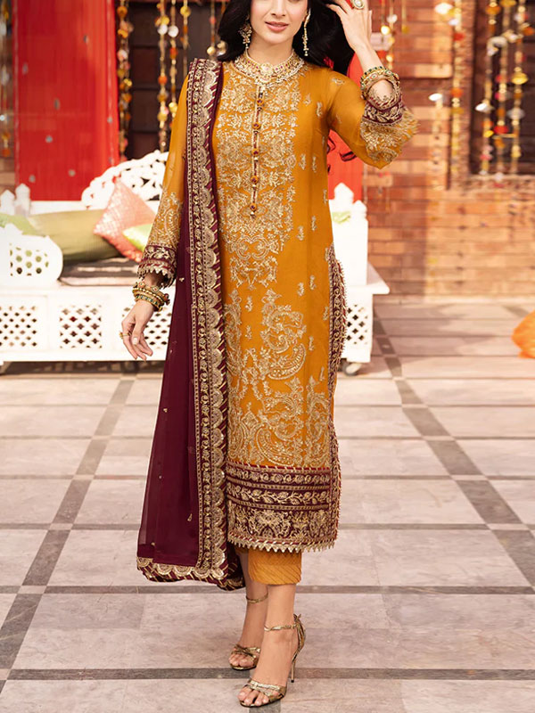 Heavy Embroidered Chiffon Dress With Heavy Embroidered Chiffon Dupatta (Unstitched) (CHI-980)	