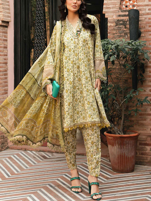 Heavy Embroidered Lawn Chicken Karri Dress With Embroidered Khaddi Dupatta (Unstitched) (DRL-2252)