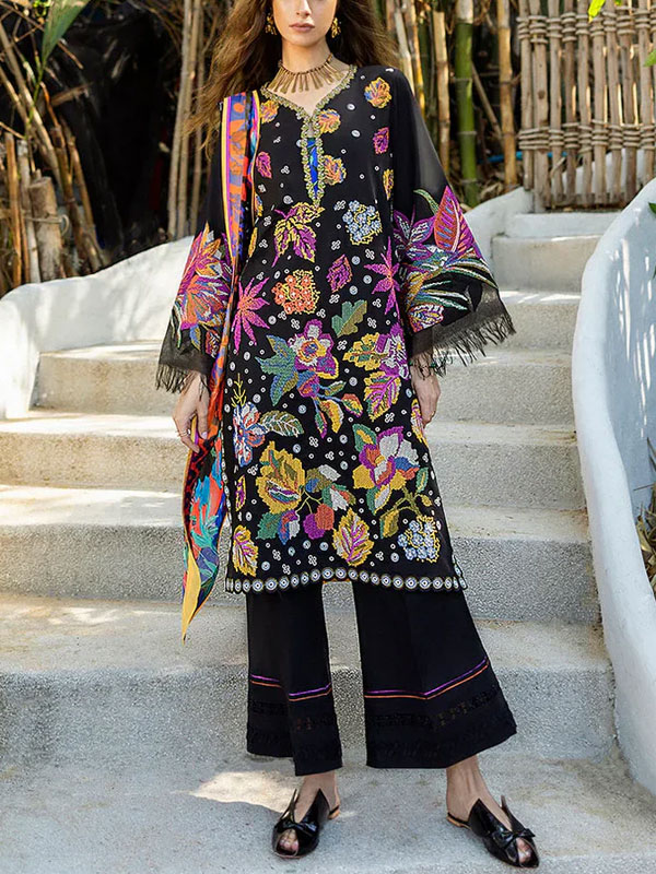 Heavy Embroidered Lawn Cross Stitched Dress With Monar Digital Printed Dupatta (Unstitched) (DRL-2459)